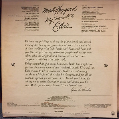 Merle Haggard : My Farewell To Elvis (LP, Album, Glo)