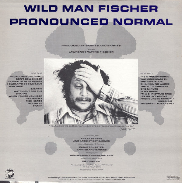 Wild Man Fischer : Pronounced Normal (LP, Album)