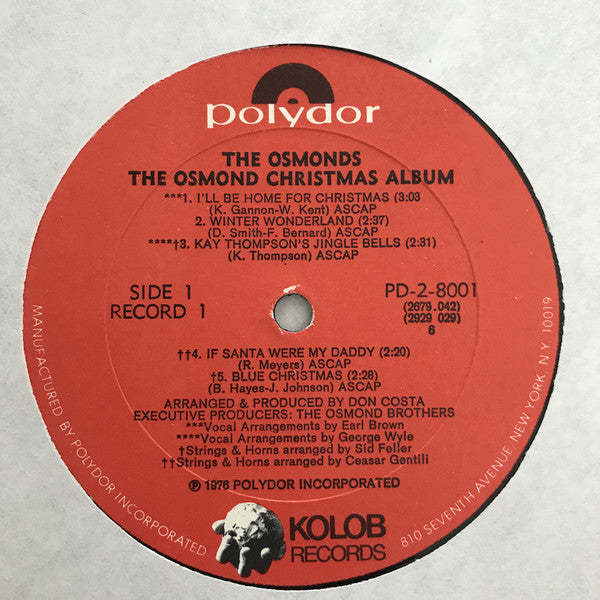 The Osmonds : Christmas Album (2xLP, Album, All)