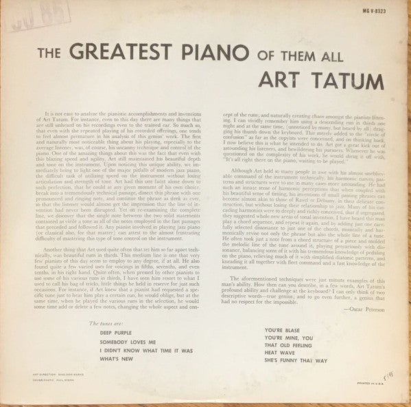 Art Tatum : The Greatest Piano Of Them All (LP, Comp)
