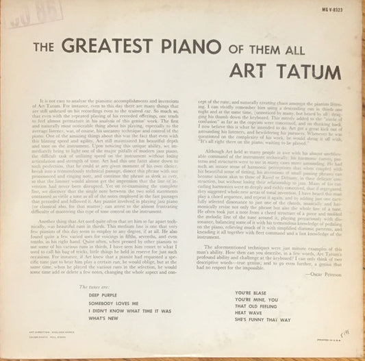 Art Tatum : The Greatest Piano Of Them All (LP, Comp)