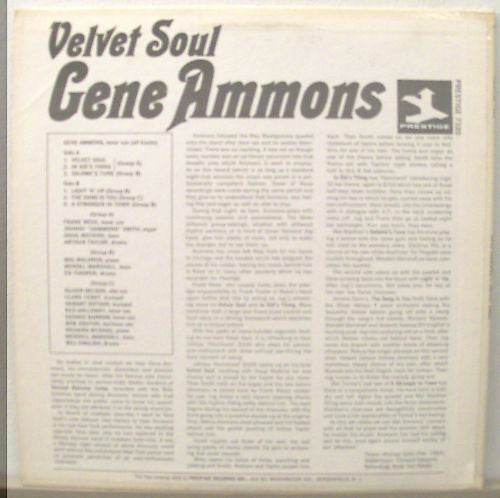 Gene Ammons : Velvet Soul (LP, Album, Mic)