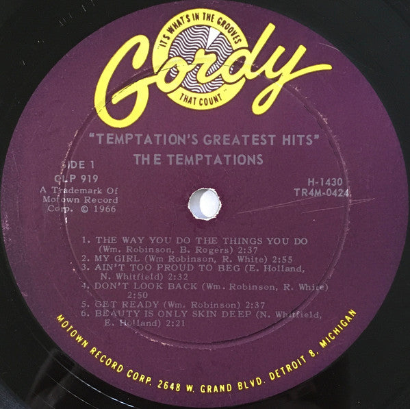 The Temptations : The Temptations Greatest Hits (LP, Comp, Mono, Roc)