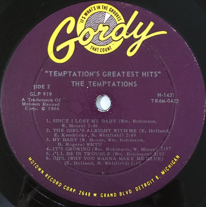 The Temptations : The Temptations Greatest Hits (LP, Comp, Mono, Roc)