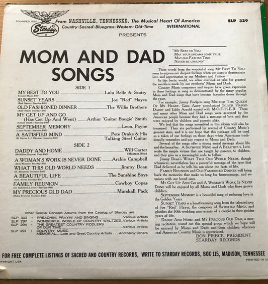 Various : Mom and Dad Songs (LP, Comp)