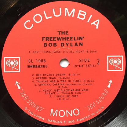 Bob Dylan : The Freewheelin' Bob Dylan (LP, Album, Mono, RE, RP, 360)