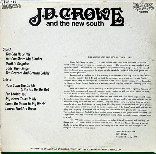 J.D. Crowe And The New South* : J.D. Crowe And The New South (LP, Album, Gre)