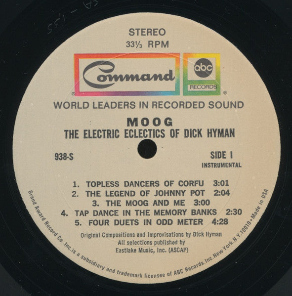 Dick Hyman : Moog (The Electric Eclectics Of Dick Hyman) (LP, Album, Gat)