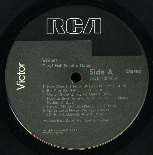 Daryl Hall & John Oates : Voices (LP, Album, Ind)