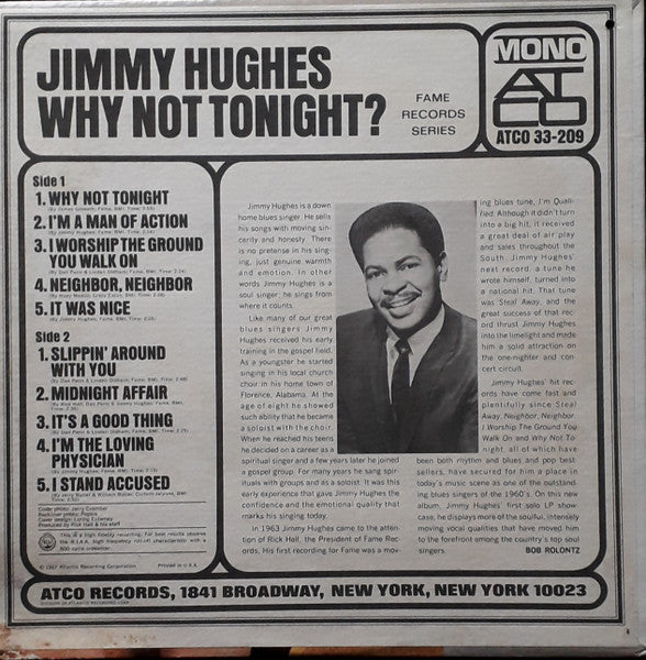 Jimmy Hughes : Why Not Tonight? (LP, Album, Comp, Mono, CT)
