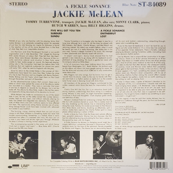 Jackie McLean : A Fickle Sonance (LP, Album, RE, 180)