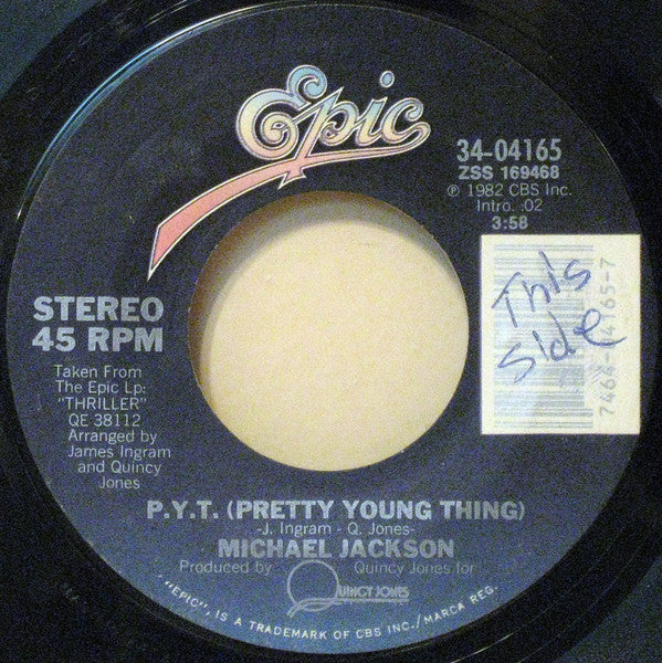 Michael Jackson, The Jacksons : P.Y.T. (Pretty Young Thing) / Working Day And Night (7", Single, Styrene, Pit)