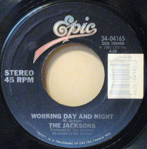 Michael Jackson, The Jacksons : P.Y.T. (Pretty Young Thing) / Working Day And Night (7", Single, Styrene, Pit)