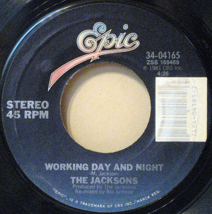 Michael Jackson, The Jacksons : P.Y.T. (Pretty Young Thing) / Working Day And Night (7", Single, Styrene, Pit)
