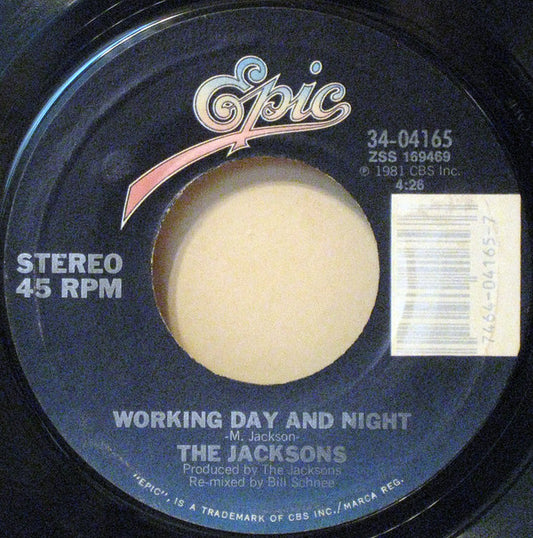 Michael Jackson, The Jacksons : P.Y.T. (Pretty Young Thing) / Working Day And Night (7", Single, Styrene, Pit)