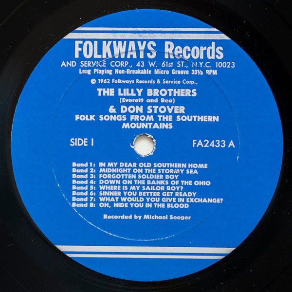 The Lilly Bros.* & Don Stover : Folk Songs From The Southern Mountains (LP, Album, Mono, RP)