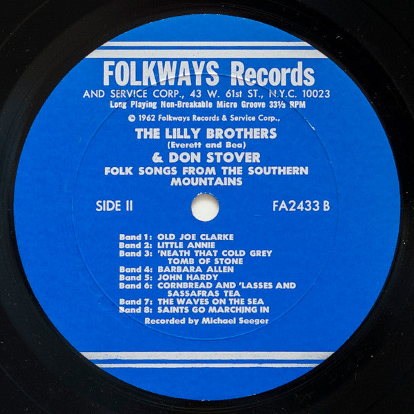 The Lilly Bros.* & Don Stover : Folk Songs From The Southern Mountains (LP, Album, Mono, RP)