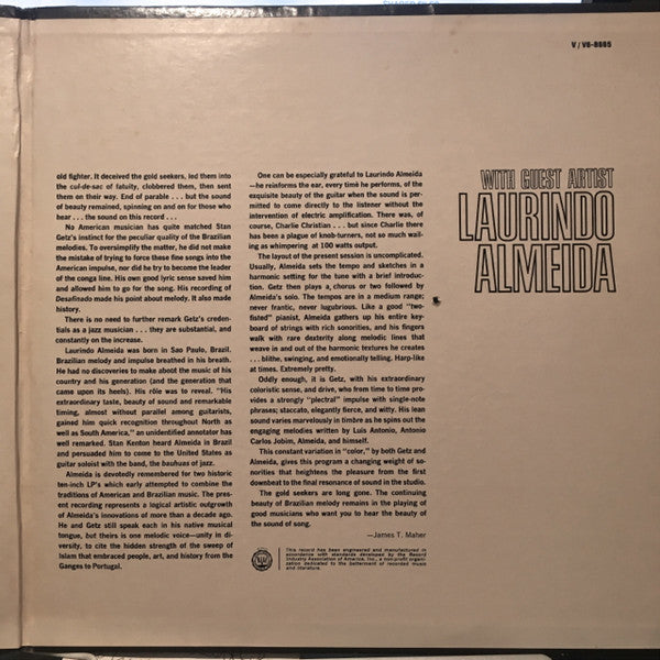 Stan Getz With Laurindo Almeida : Stan Getz With Guest Artist Laurindo Almeida (LP, Album, Gat)
