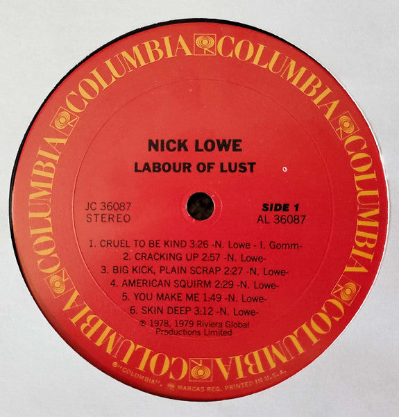 Nick Lowe : Labour Of Lust (LP, Album, Pit)