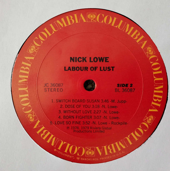 Nick Lowe : Labour Of Lust (LP, Album, Pit)