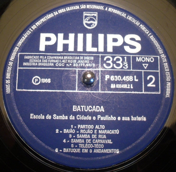 Escola De Samba Da Cidade E Paulinho E Sua Bateria : Batucada (LP, Album, Mono)