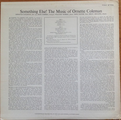Ornette Coleman : Something Else!!!! – The Music Of Ornette Coleman (LP, Album, RE)