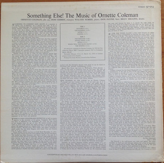 Ornette Coleman : Something Else!!!! – The Music Of Ornette Coleman (LP, Album, RE)