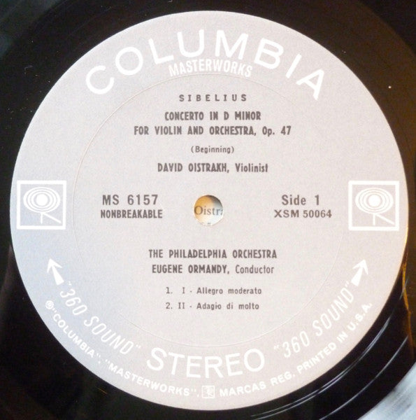 David Oistrakh* ‧ The Philadelphia Orchestra / Sibelius* : Concerto In D, Op. 47 ‧ The Swan Of Tuonela (LP, RE)