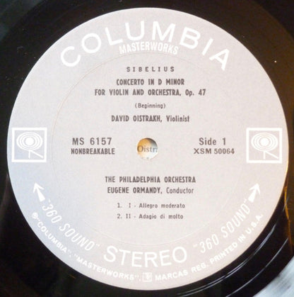 David Oistrakh* ‧ The Philadelphia Orchestra / Sibelius* : Concerto In D, Op. 47 ‧ The Swan Of Tuonela (LP, RE)