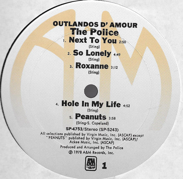 The Police : Outlandos D'Amour (LP, Album, Yel)