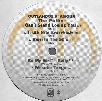 The Police : Outlandos D'Amour (LP, Album, Yel)