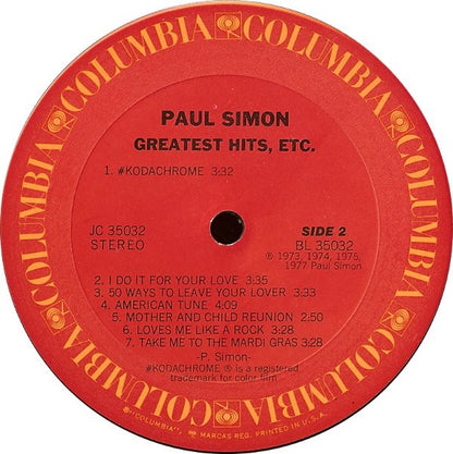 Paul Simon : Greatest Hits, Etc. (LP, Comp, Pit)