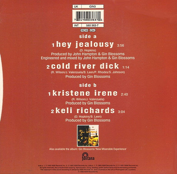 Gin Blossoms : Hey Jealousy (7", EP)