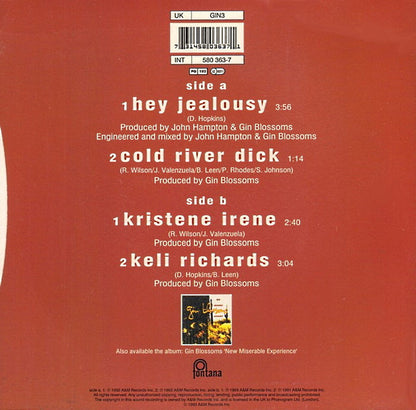 Gin Blossoms : Hey Jealousy (7", EP)