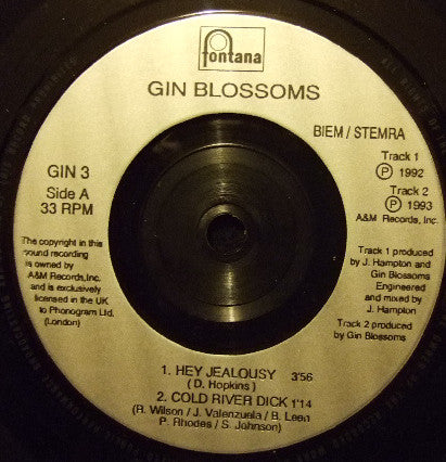 Gin Blossoms : Hey Jealousy (7", EP)