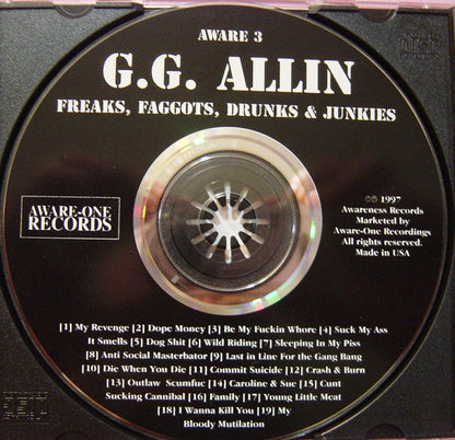 GG Allin : Freaks, Faggots, Drunks & Junkies (CD, Album)