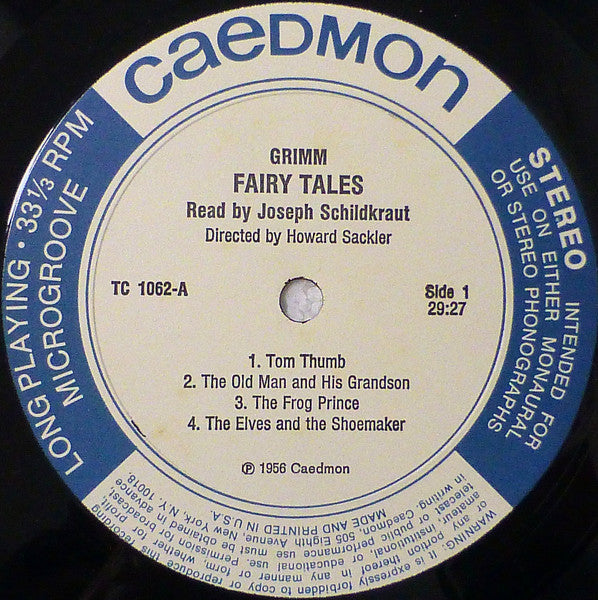 Joseph Schildkraut, Gebrüder Grimm : Grimm's Fairy Tales Read By Joseph Schildkraut (LP, Album)