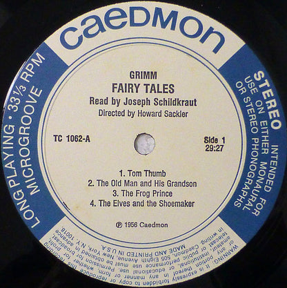 Joseph Schildkraut, Gebrüder Grimm : Grimm's Fairy Tales Read By Joseph Schildkraut (LP, Album)