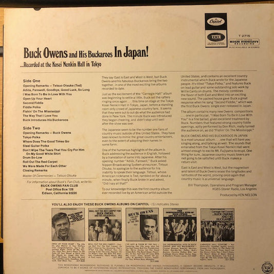 Buck Owens And His Buckaroos : Buck Owens And His Buckaroos In Japan! (LP, Album, Mono, Scr)