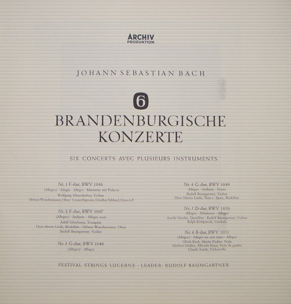 Johann Sebastian Bach : 6 Brandenburgische Konzerte = Six Concerts Avec Plusieurs Instruments = Six Brandenburg Concertos (2xLP, Album + Box)