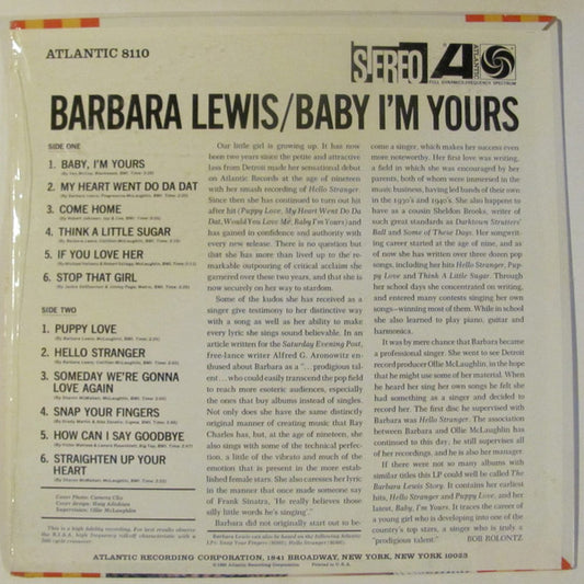 Barbara Lewis : Baby, I'm Yours (LP, Album)