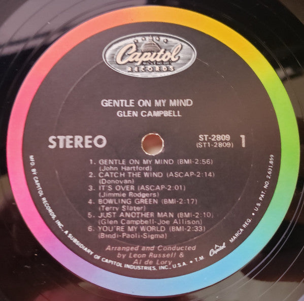 Glen Campbell : Gentle On My Mind (LP, Album, Pit)