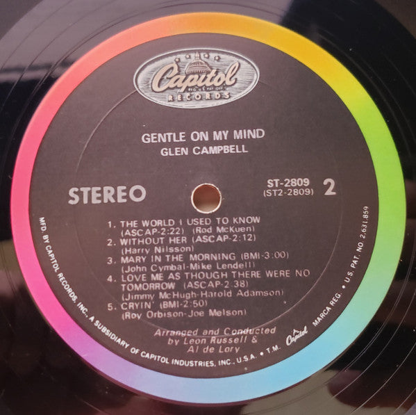Glen Campbell : Gentle On My Mind (LP, Album, Pit)