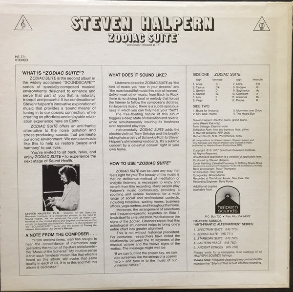 Steven Halpern : Zodiac Suite (LP, Album)