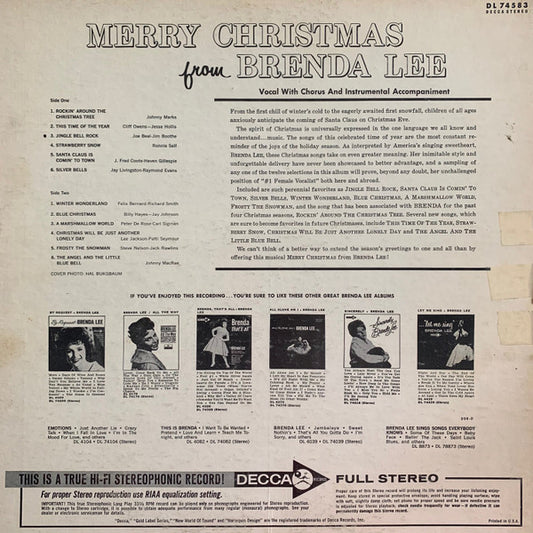 Brenda Lee : Merry Christmas From Brenda Lee (LP, Album, Pin)