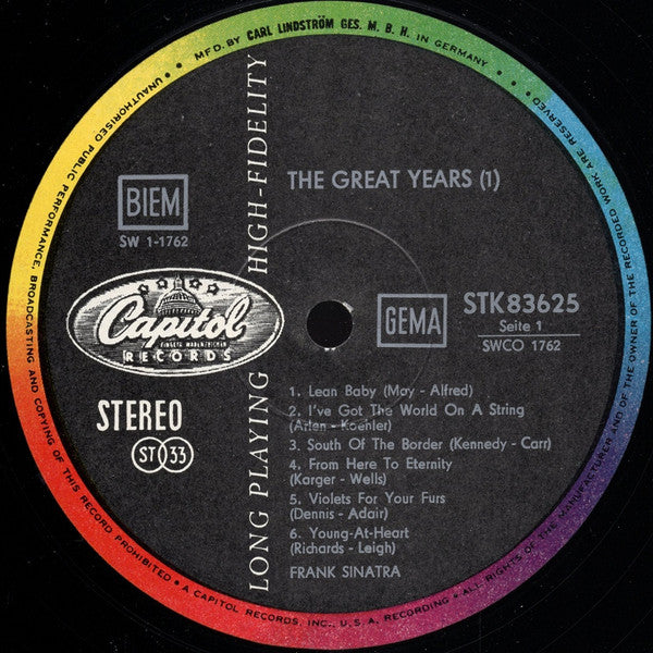 Frank Sinatra : The Great Years (3xLP, Comp, Duo)