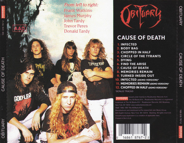 Obituary : Cause Of Death (CD, Album, RE, RM)