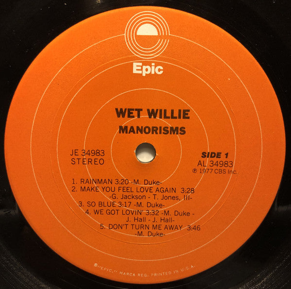 Wet Willie : Manorisms (LP, Album, Ter)