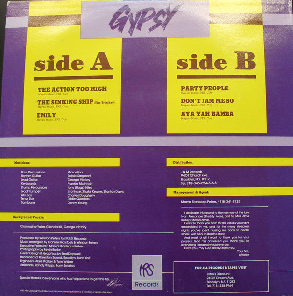 Gypsy : The Action Too High (LP, Album, Yel)