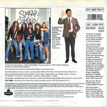 Mr. Bean (3) & Smear Campaign (5) Featuring Bruce Dickinson : (I Want To Be) Elected (7", Single)